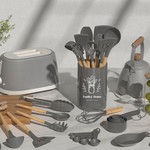 Topika - Silicone Kitchen Utensils Set 44-piece with Wooden Handles & Holder