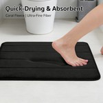 Topika - 4 Piece Bathroom Rug Set, Soft Coral Fleece Bath Mats, Black