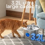 Topika Stainless Steel Cat Water Fountain 3.2L, Whisper-Quiet