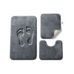 Topika - Bathroom Mat Set 3 Pcs, Non-Slip Plush Memory Foam Bath Rugs
